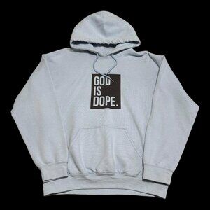 God is Dope Religion Christianity Light Blue Stained Hoodie Sweatshirt Adult‎ M